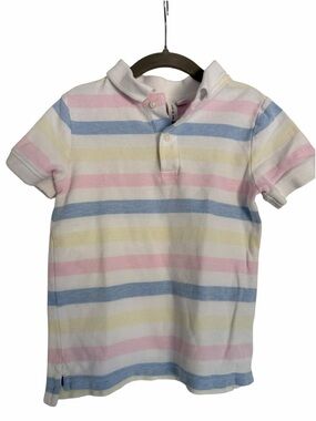 Janie and Jack Boys Size 4 Pastel Striped Pique Polo Shirt Pink Blue Yellow